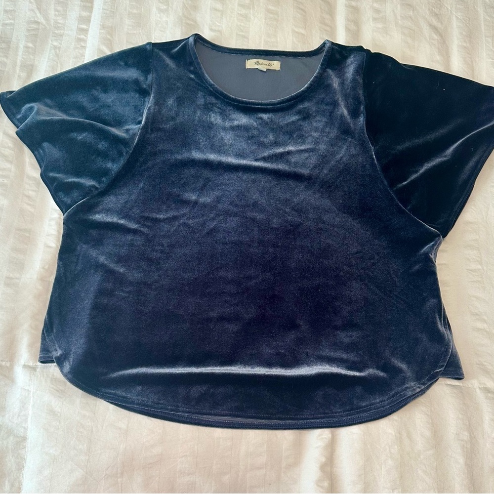Velvet Navy Blue Women's Top